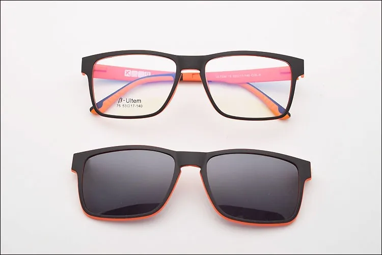 Очки с оправой для мужчин с поляризованными магнитными зажимами, солнцезащитные очки для близорукости, очки с линзами по рецепту, зеркало для вождения JKK75