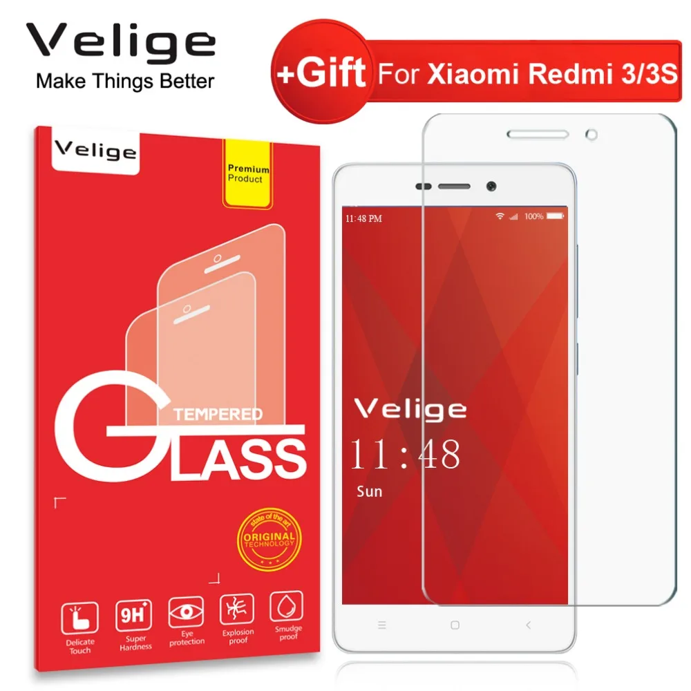 Закаленное стекло Velige 9H для Xiaomi Redmi 3/3S/3X Pro/3Pro ультратонкая защитная пленка из