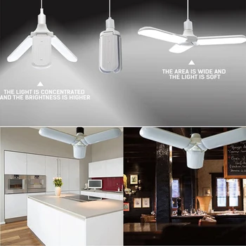 

Miumiu 45W LED Bulb Super Bright Foldable Fan Blade Angle Adjustable Ceiling Lamp Home Energy Saving Lights Holiday Night Lights