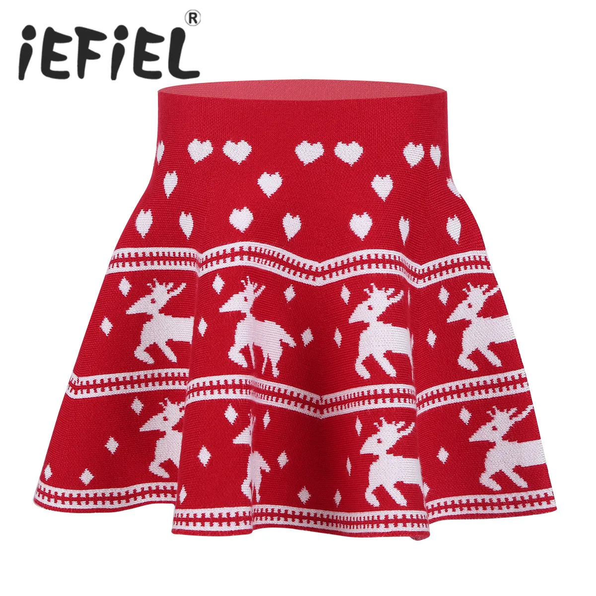 Children Skirt Kids Girls Stretchy Sweetheart Pattern Printed Knitted