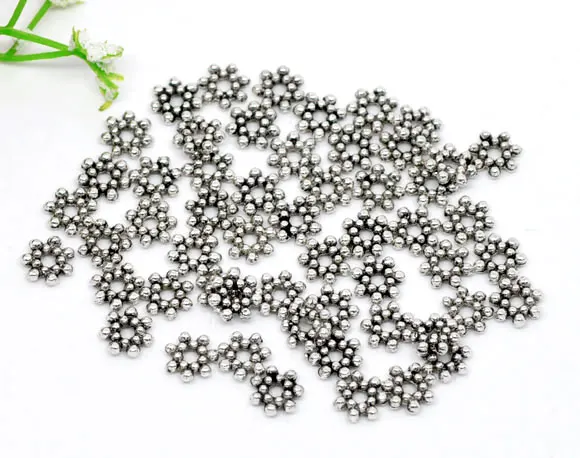 DoreenBeads металлические бусины из цинка вставки сплава в виде цветка серебристого