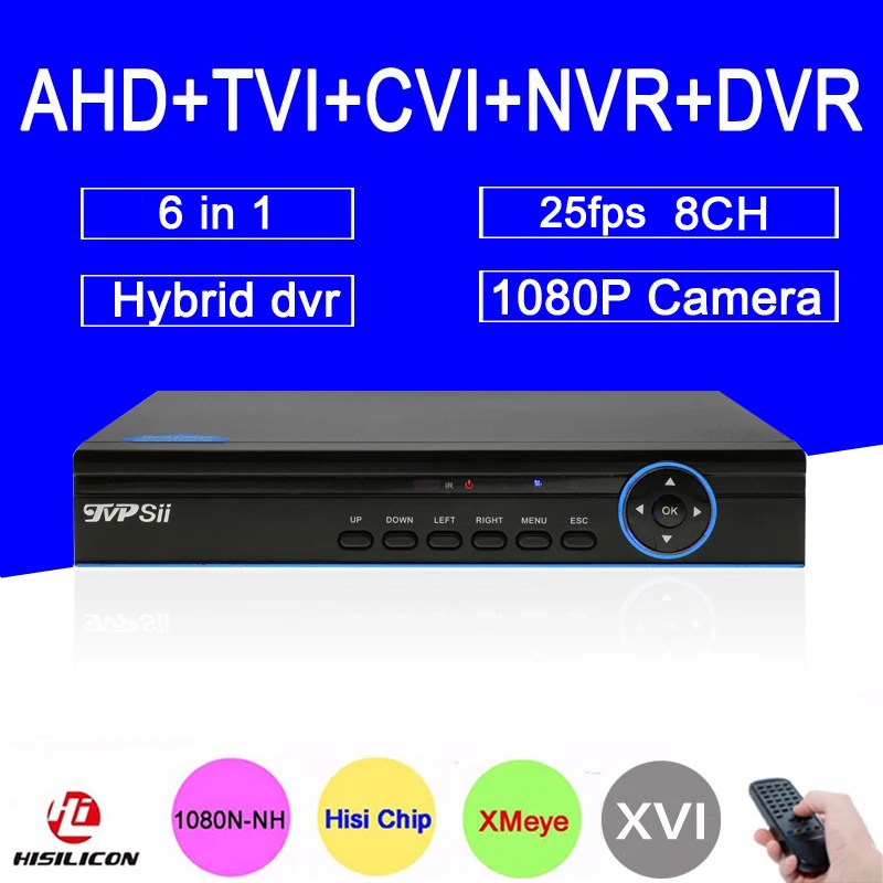 

1080P CCTV Camera Xmeye Bule Panel HI3521A 25fps 8 Channel 8CH 1080N Coaxial Hybrid WIfi Onvif NVR TVI CVI AHD DVR Free Shipping