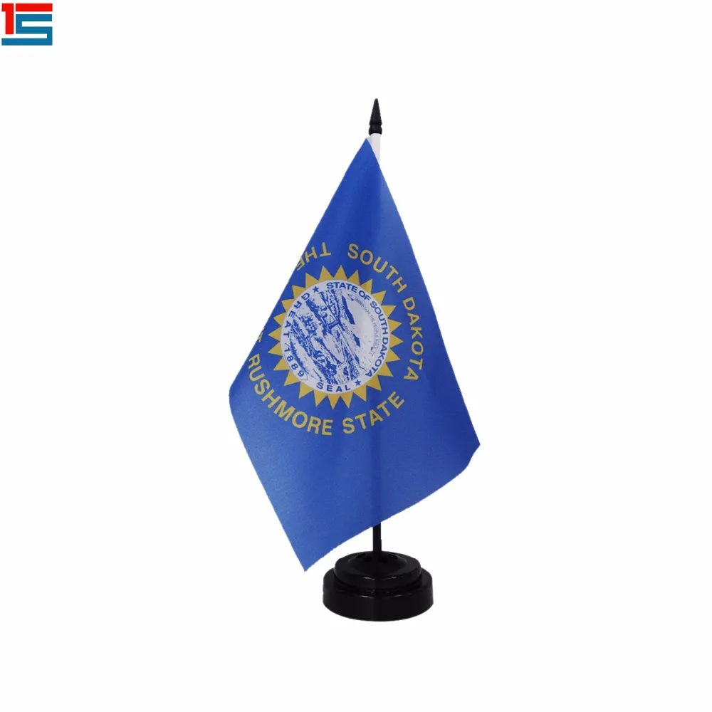 

Custom size US state Mini desk flag South Dakota table flag with plastic pole and black base