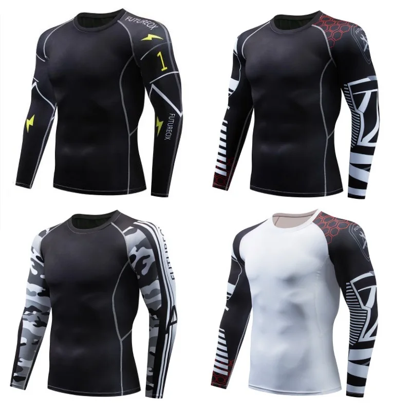 

Long sleeve t shirt Compression Sweat Quick Drying tight men tshirt elastic high quality