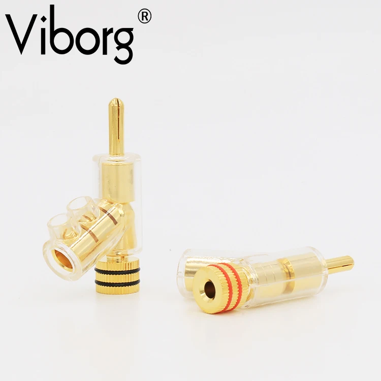 

4pcs/set VB202G High Performance 24K Gold plated Audio Banana Connectors 45Dgree Locking banana