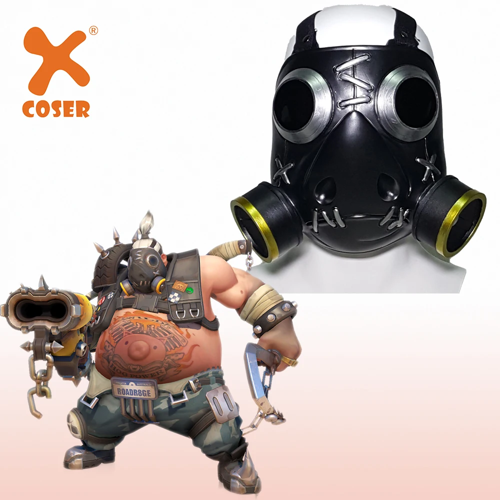 

X-COSTUME Overwatch Roadhog Cosplay Mask Original Designed Black Soft Resin Mask Halloween Gift for Fans