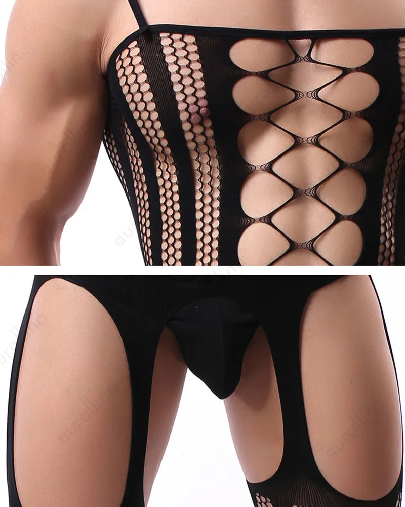 Black Bodystocking Lingerie For Men Tall Male Cross Dresser Nylon