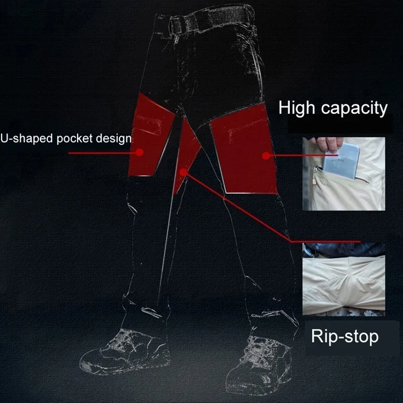 Быстросохнущие походные рыбацкие брюки, мужские уличные тактические военные водонепроницаемые штаны, армейские военные водонепроницаемые спортивные брюки с большими карманами