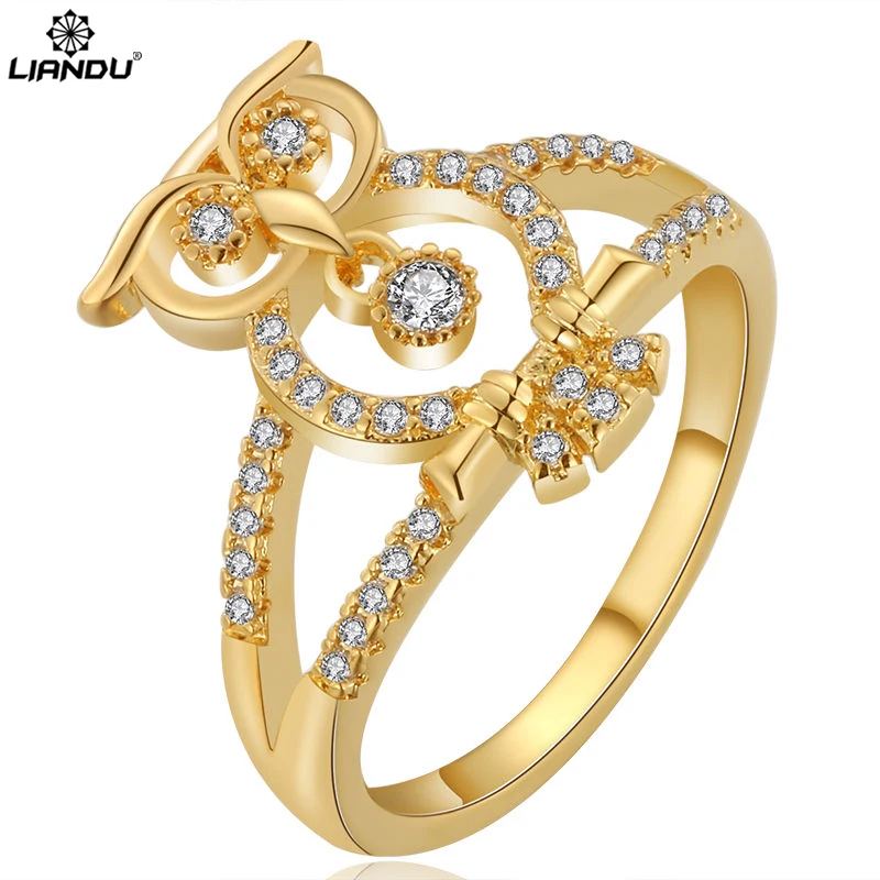 

Cute Hollow Owl Finger Ring Woman White Gold & Black Female Ladies Elegant Engagement Wedding Party Silver Lovers Ring