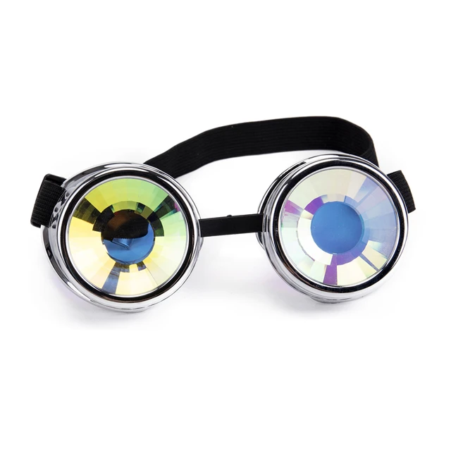 Steampunk Goggles Round Kaleidoscope Colorful Glasses Rave Festival Party EDM Sunglasses Diffracted Lens 3