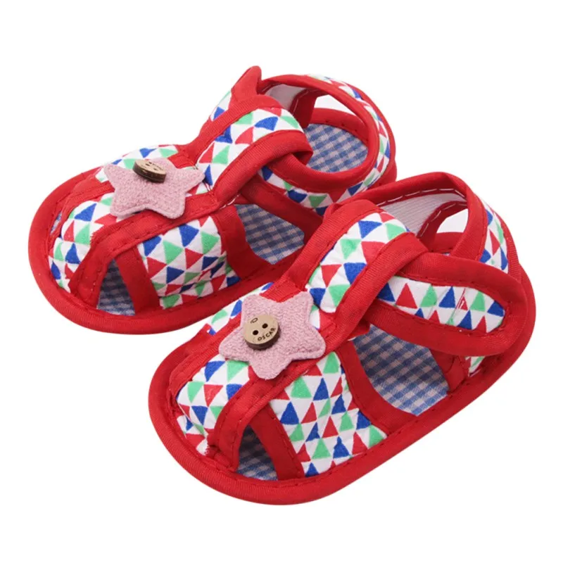 Летние хлопковые сандалии с принтом для новорожденных девочек; сандалии принцессы на мягкой подошве; детская обувь - Цвет: JM0088R