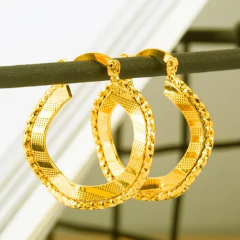 

Gold Color Copper Earrings for Women/Girls Wedding Jewelry Gifts Wholesale Arab/African Stud Earring