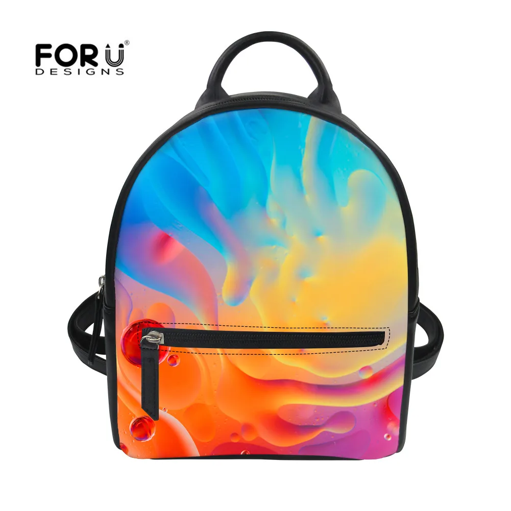 

FORUDESIGNS Rainbow Leather Backpack For Women Fashion Small Pu Mini School Backpacks Teenager Girls Travel Shoulder Bagpack Bag