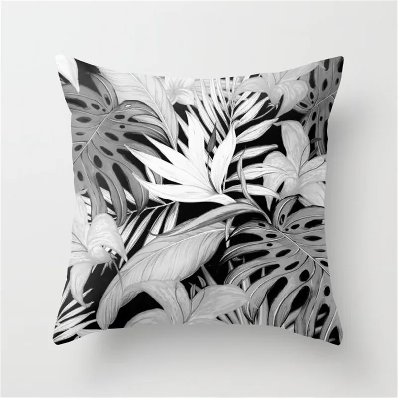 Мягкий Летний чехол для подушки с изображением тропических джунглей и растений пальмовых листьев, чехол для подушки с черно-белым геометрическим узором, домашний декор - Цвет: Cushion Covers06