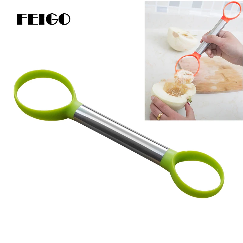 

FEIGO 1Pcs Watermelon Papaya Peeling Seed Double Side Melon Corer Dig Pulp Separator Peel Fruit Flesh Dug Kitchen Gadgets F214