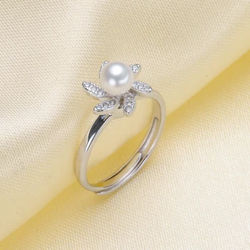 

Fashion Adjustable Silver plated Pearl Ring Accessories Ring Woman DIY Handmade Tail Ring JewelryOyster Pearl Making Accessory