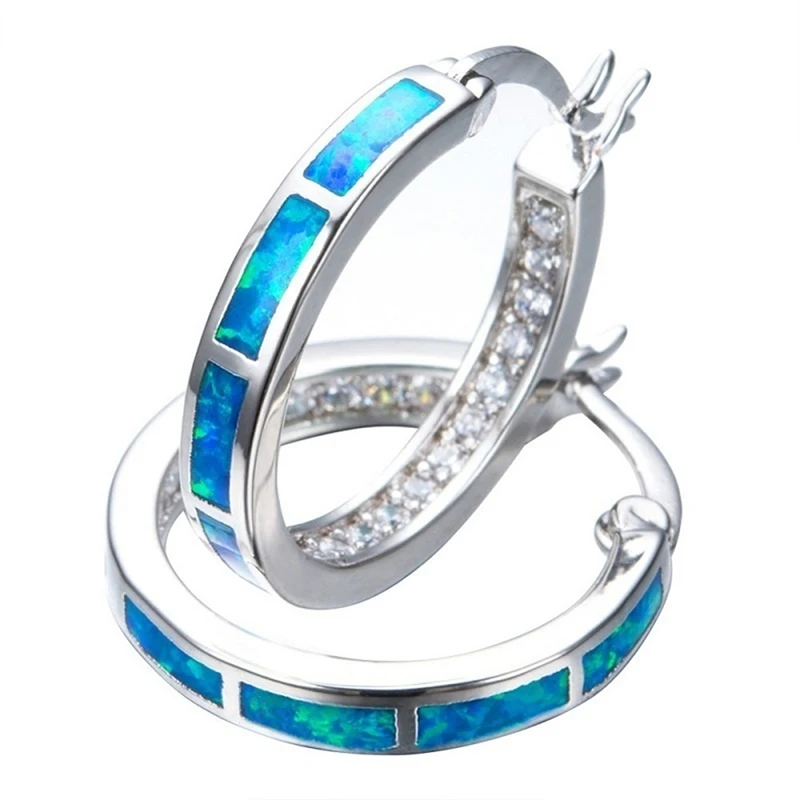 Бамос синий/оранжевый огненный опал серьги-кольца простые серьги «Радуга» Для женщин заполненные серебром Бохо ювелирные изделия