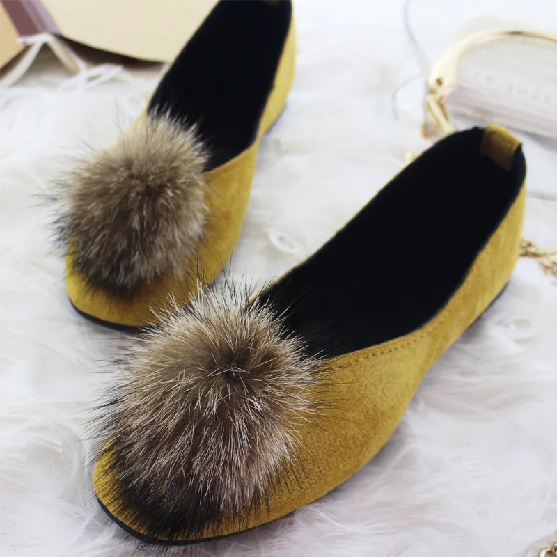 

2019 New Slip on Flat Women Shoes Black Shallow Single Fur Shoes Woman Loafers Flats Ladies Shoes Large Size Boat Shoes