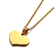 25x19 5mm Tiny font b Gold b font Heart Necklace in Stainless Steel Layering Necklace Free