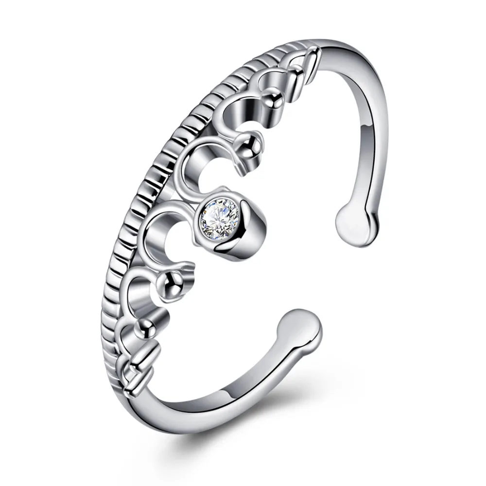 Hesiod Romantic Full Crystal Rhinestone Zircon Engagement Ring Silver Color Crown Rings Graceful Women Finger Wholesale | Украшения и