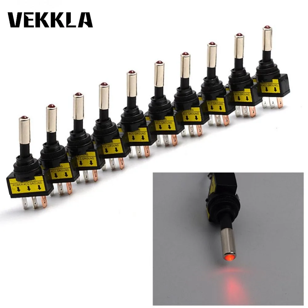 

10pc/Lot ASW-15D 12V 20A Car Motor Auto Red LED Light Push Button Toggle Rocker Switch