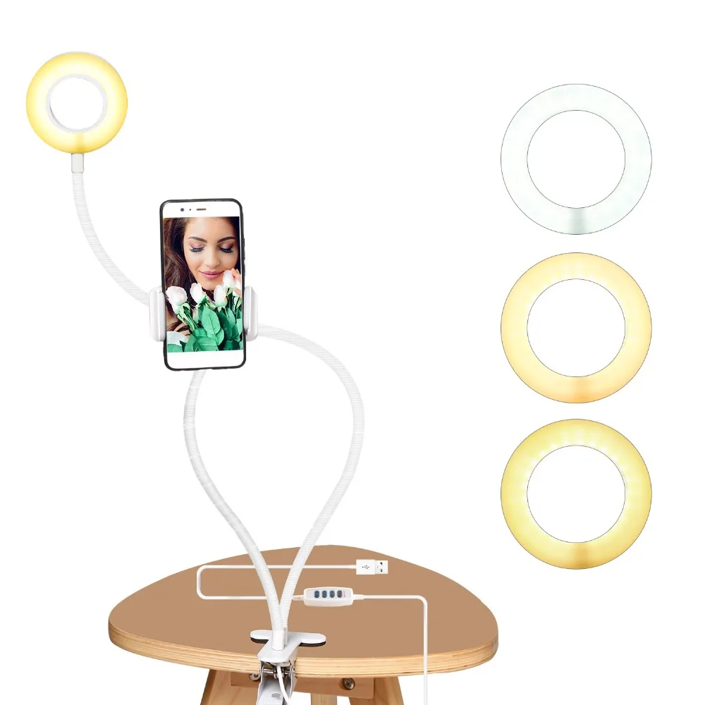 

ASHANKS Photo Video Studio Makeup Selfie Ring Light LED with Mobile Smartphone Holder for Youtube Live Lamp for iPhone Android