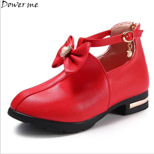 Classic Bow Baby Girl PU Leather Shoes For Girls Party Dance Children