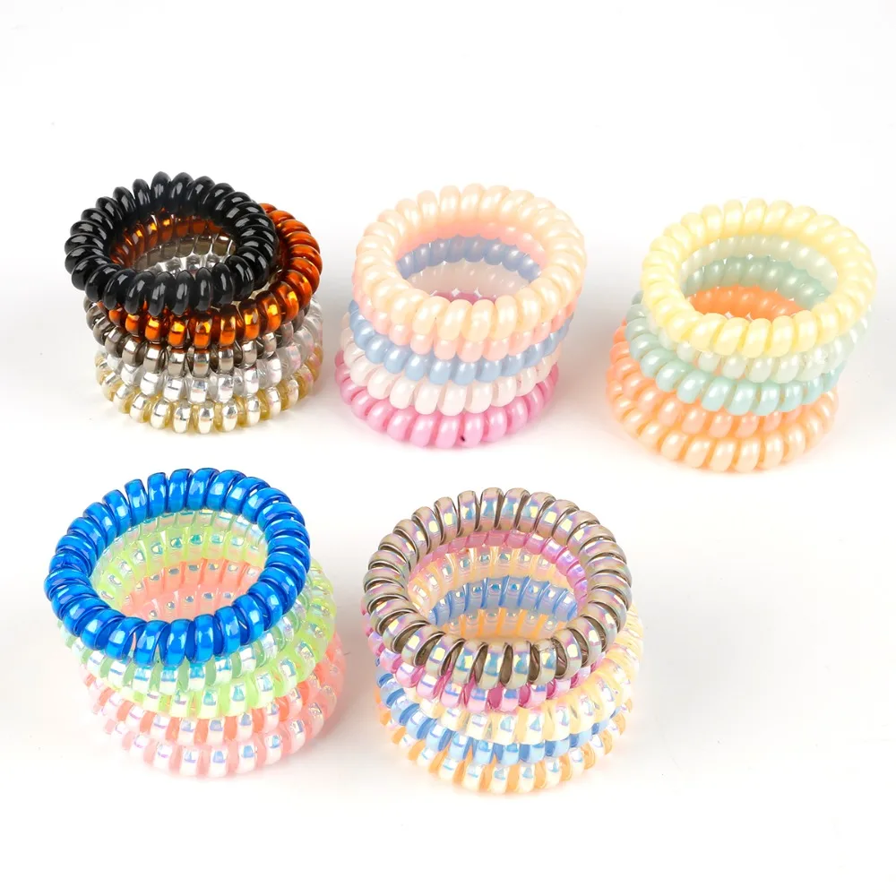 

4-20pcs Candy Colored Women's Hair Accessories Telephone Wire Line Elasticity High Quality Rubber Bands Elastic Hair Bands Rope