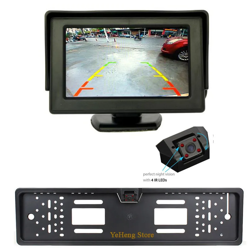 

New Arrival 4 lR Night Vision Car Rear View Backup Camera + 4.3 inch Foldable LCD Display Car Video Parking Monitor, Free Ship