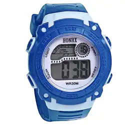 Оптовая продажа спортивные часы Мода силиконовой цифровой будильник на неделю секундомер желе спортивные детские наручные часы цифровые