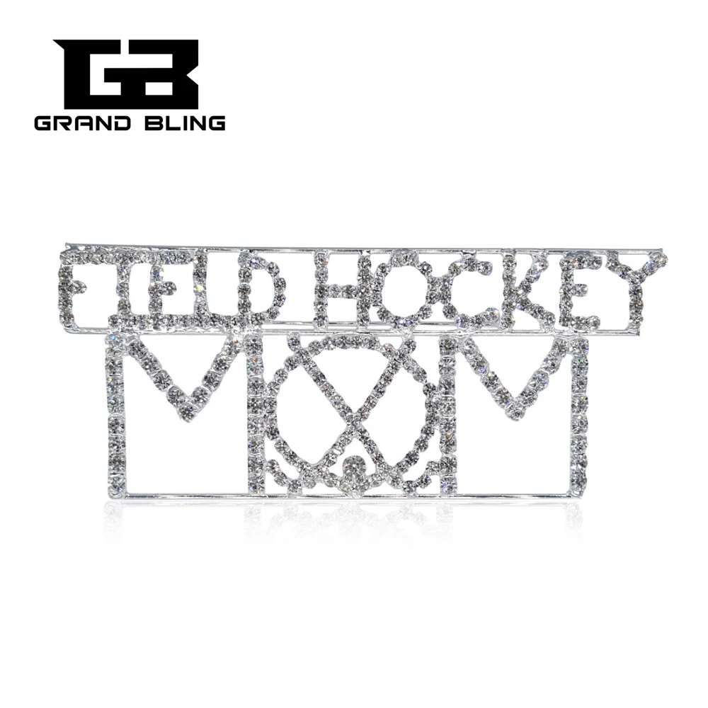 

Fashion Silver Tone Rhinestone Word Brooch Pin "FIELD HOCKEY MOM" Lapel Pin FREE SHIPPING