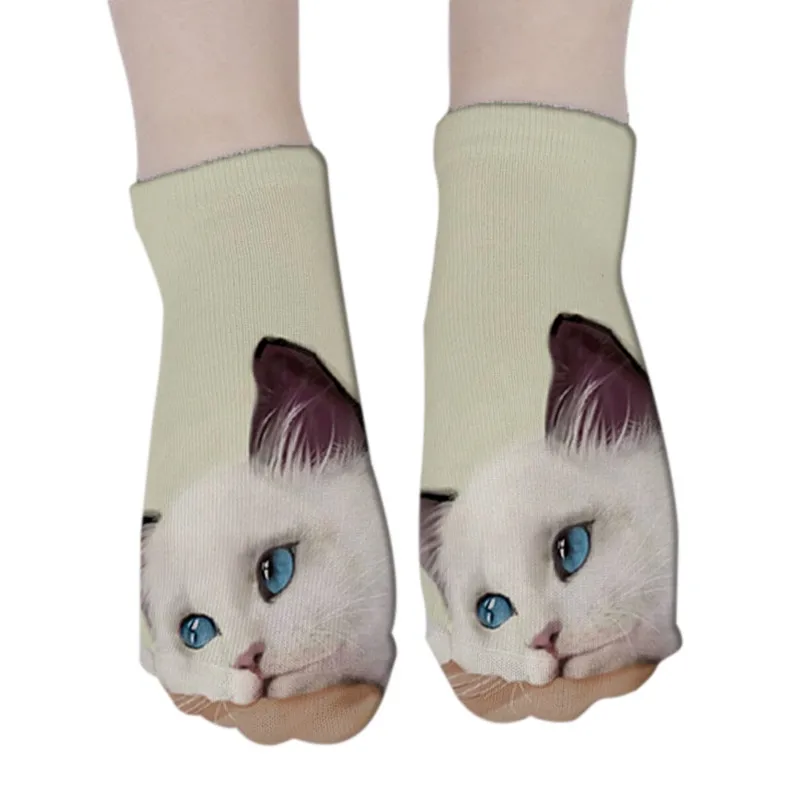 Новые носки с 3D принтом, Носки с рисунком «котята», милые носки унисекс с героями мультфильмов, забавные носки разных цветов с изображением кошачьей мордочки