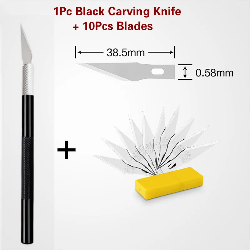 10pcs Blades Metal Wood Carving Knife Bushcraft Paper Cutter Knife Timberline Draw Art Craft
