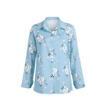 

2019 New Womens Long Sleeve Blouse Loose Tops Ladies V Neck Print Casual Office Work Shirt Plus