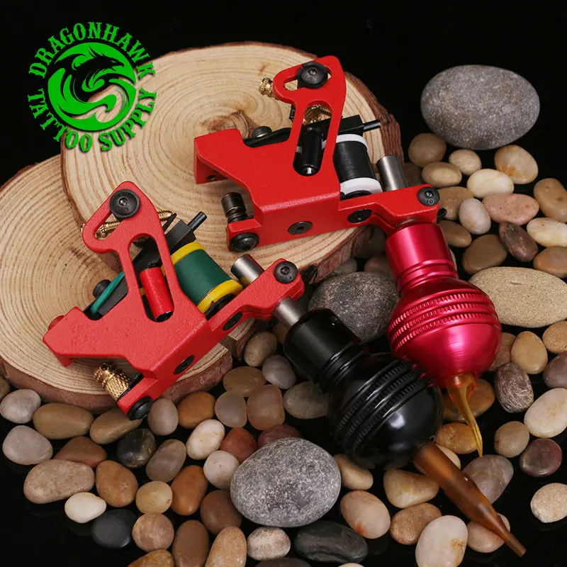 2 pcs Handmade Tattoo Machines Tattoo Grips Professional Tattoo Machine Liner Shader 10 Wraps Coil