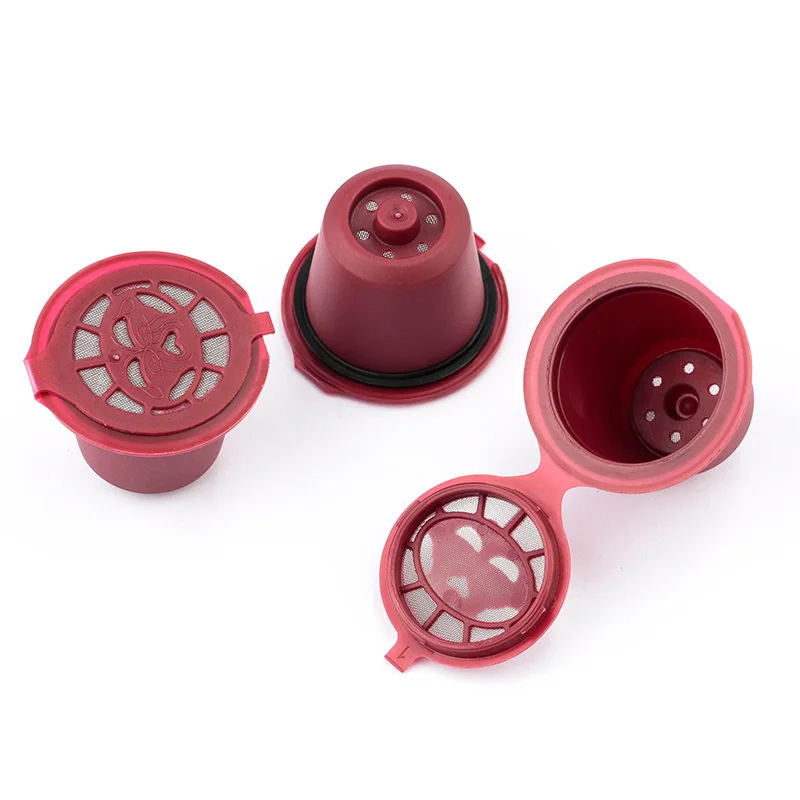 2PCS/Set Coffee Filter Capsule Box Reusable Refillable Coffee Capsule Filters For Nespresso With Spoon Brush Kitchen Accessories - Цвет: 15ml Rose red