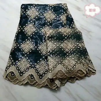 

African Lace Fabric Bazin Riche Fabric 2019 New Design Embroidered Bazin Riche Getzner With Tulle Lace Set African Lace 7Yards
