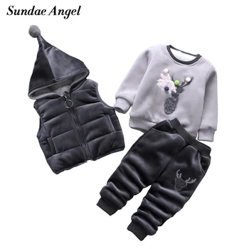 

Sundae Angel 3pcs/lot Baby Girl Sets Clothing 2018 Vest+Shirt+Pants Thicken Warm Baby Boys Winter Clothing Set For 9M-3Y Clothes