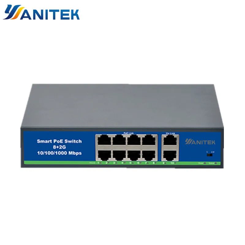 8POE + 2GE 120 W сетевой переключатель POE Ethernet 250 м расстояние сети Порты IEEE802.3af/at подходит для камеры системы видеонаблюдения/Беспроводной AP