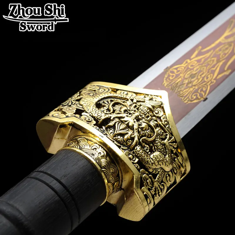 Китайский античный меч, сделанный вручную, 1095 сталь, позолота, технология, черное дерево, товары для украшения дома
