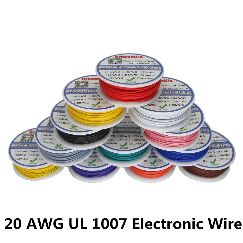 6 м UL 1007 20AWG 12 цветов Электрический провод Кабельная линия Луженая Медь PCB Провод