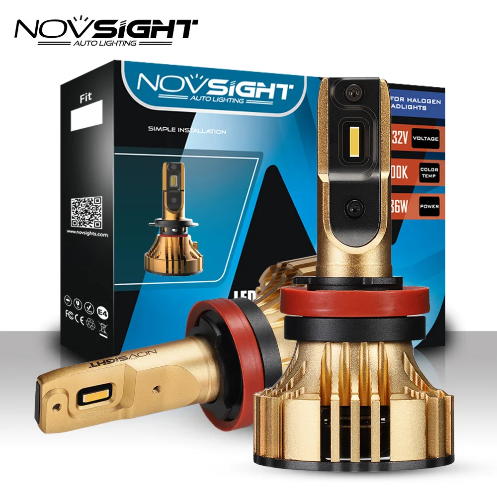 

NOVSIGHT car headlight h11 led bulbs H4 H7 H1 HB3 HB4 Auto Car Headlight Bulbs 72W 12000LM 3000K Gold Yellow led automotivo