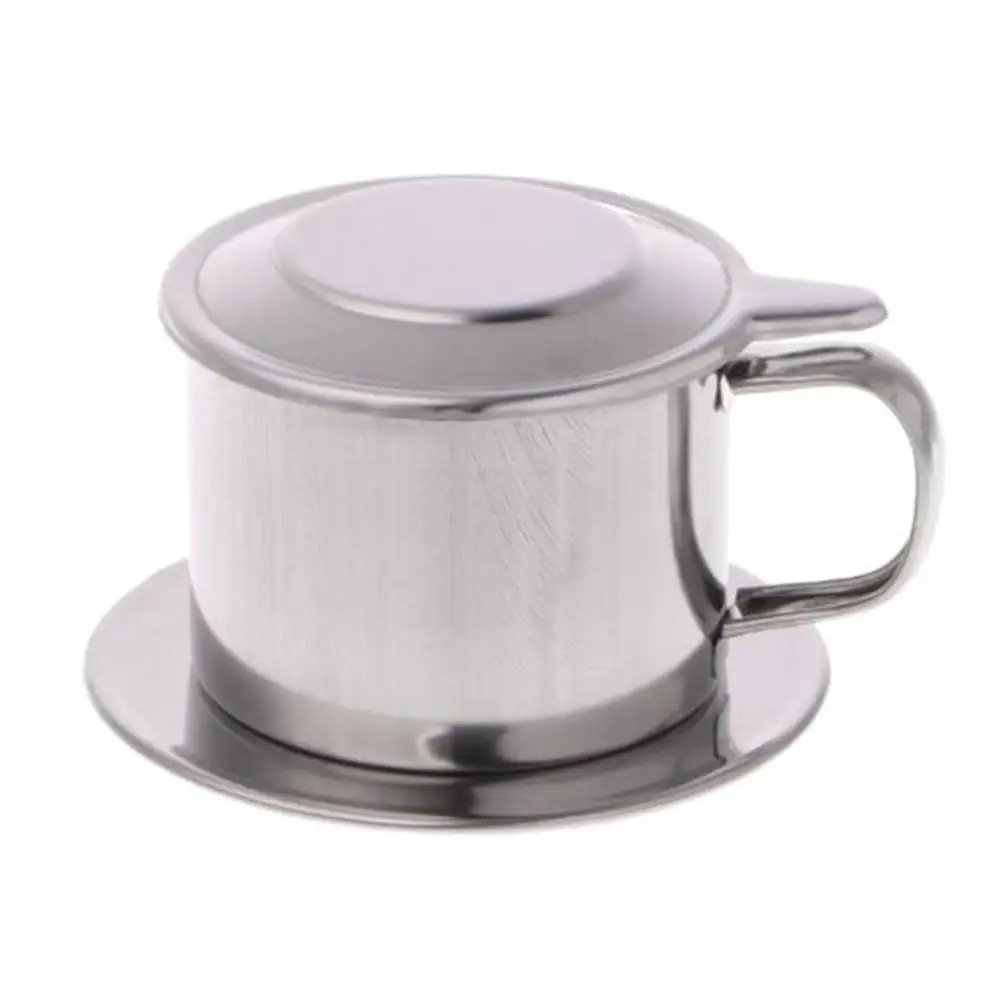 

Vietnamese Stainless Steel Coffee Filter Cup Drip Maker Infuser with Handle New