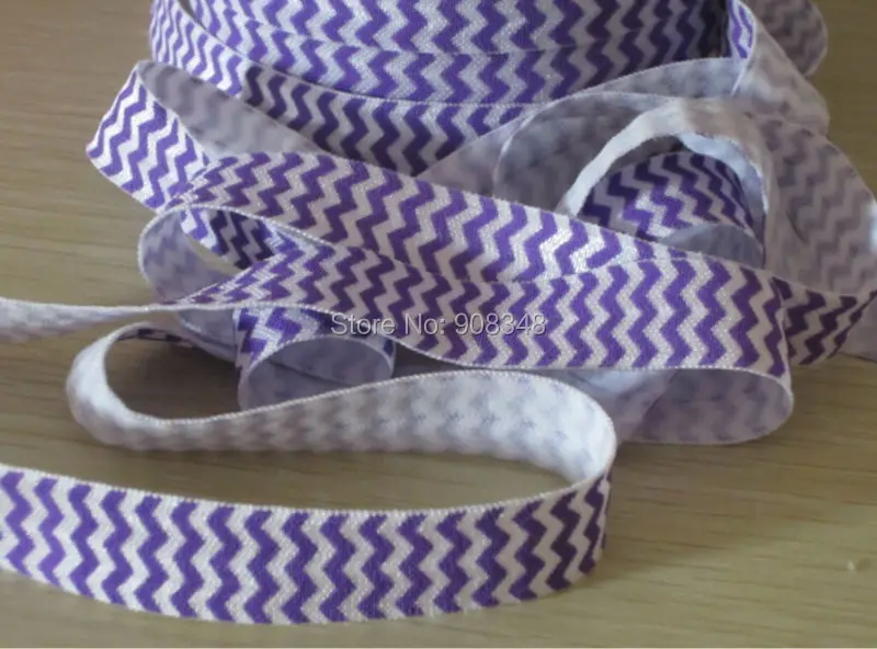 5/8" 16mm purple chevron Elastic Ribbon for girl's Wristband hair