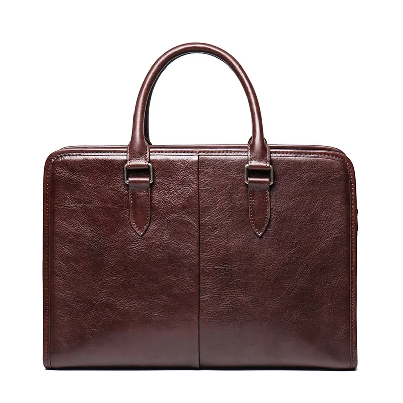 Nesitu Highend винтажный A4 коричневый кофе Вегетативная натянутая натуральная кожа офисный мужской портфель сумка-мессенджер