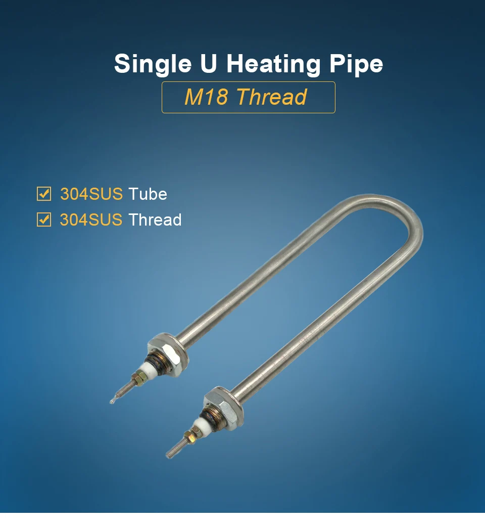 Aquecedor de Água Elemento para Aparelhos de Cozinha Ljxh Thread Tubular Elétrico 304 Único u Aço Inoxidável 220 v - 380 M18 2 Peças p aquecedor elétrico de água
