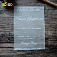 Печать пользовательского текста fronsted акриловое приглашение на свадьбу с блестками конверты