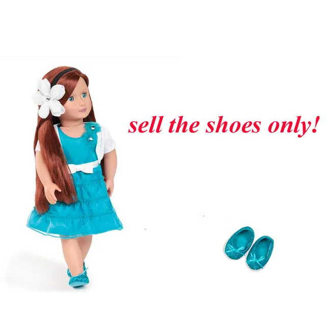

fashion style blue sparkle shoes fit 18 inch Girl doll as girls Christmas gift