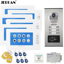 JERUAN 7 ''ЖК-дисплей видео двери Phone Record домофон RFID Доступа безопасности комплект для 6 квартир Камера к 6 бытовой