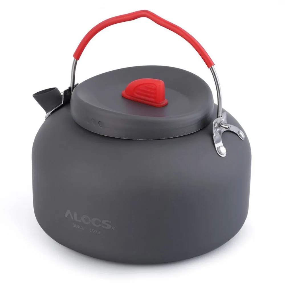 ALOCS 1.4L 1 persona al aire libre tetera de aluminio al aire libre Camping Picnic Pot inoxidable con filtro de té bola en bolsa CW-K03
